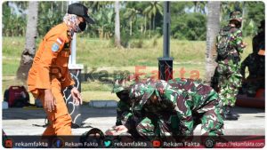 Korem 133/NW Bersama Basarnas Dan Dinas Terkait Gelar Latihan Drill Teknis Penanggulangan Bencana