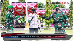 Wujud Soliditas Dan Sinergi TNI-POLRI, Kapolda Gorontalo, PJU, Dan Kapolres Hadiri Sertijab Danyonif 713 Satyatama