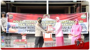 Sebagai Bentuk Rasa Empati Dan Duka, Polda Gorontalo Dan Yayasan Bhayangakari Salurkan Bantuan Korban Gempa Mamuju Dan Majene