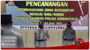 Kapolda Gorontalo Pimpin Pencanangan Pembangunan Zona Integritas Menuju Wilayah Bebas Dari Korupsi (WBK) dan Wilayah Birokrasi Bersih Melayani (WBBM)