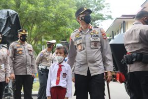 Polda Gorontalo Gelar Layanan Vaksinasi Anak Usia 6-11 Tahun Untuk Dukung PTM 100%