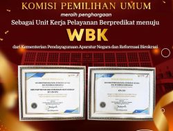KPU Raih Unit Kerja Pelayanan berpredikat WBK